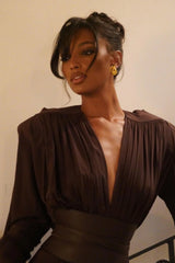 Rosey Tan Maxi Charming Dress With Waist Belt