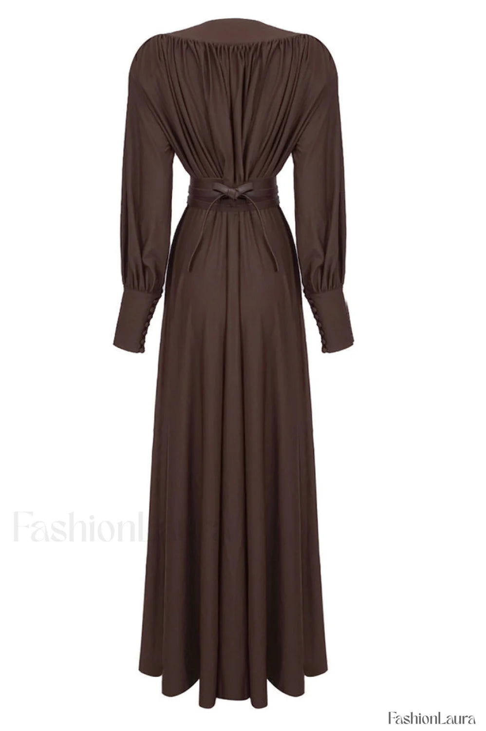 Rosey Tan Maxi Charming Dress With Waist Belt