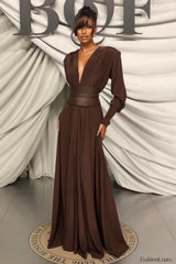 Rosey Tan Maxi Charming Dress With Waist Belt