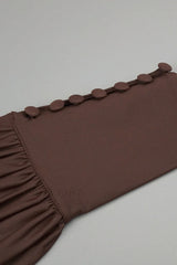 Rosey Tan Maxi Charming Dress With Waist Belt