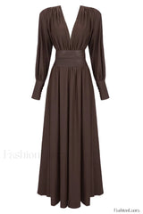 Rosey Tan Maxi Charming Dress With Waist Belt XS / Tan