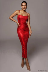 Rubi Cowl Stylish Neck Cocktail Dress S / Red