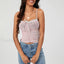 Ruched Contrast Tie Up Crop Top Pink / S