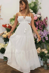 Ruched Tie Up Stylish Strappy Maxi Dress