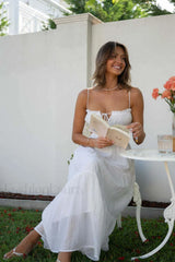 Ruched Tie Up Stylish Strappy Maxi Dress