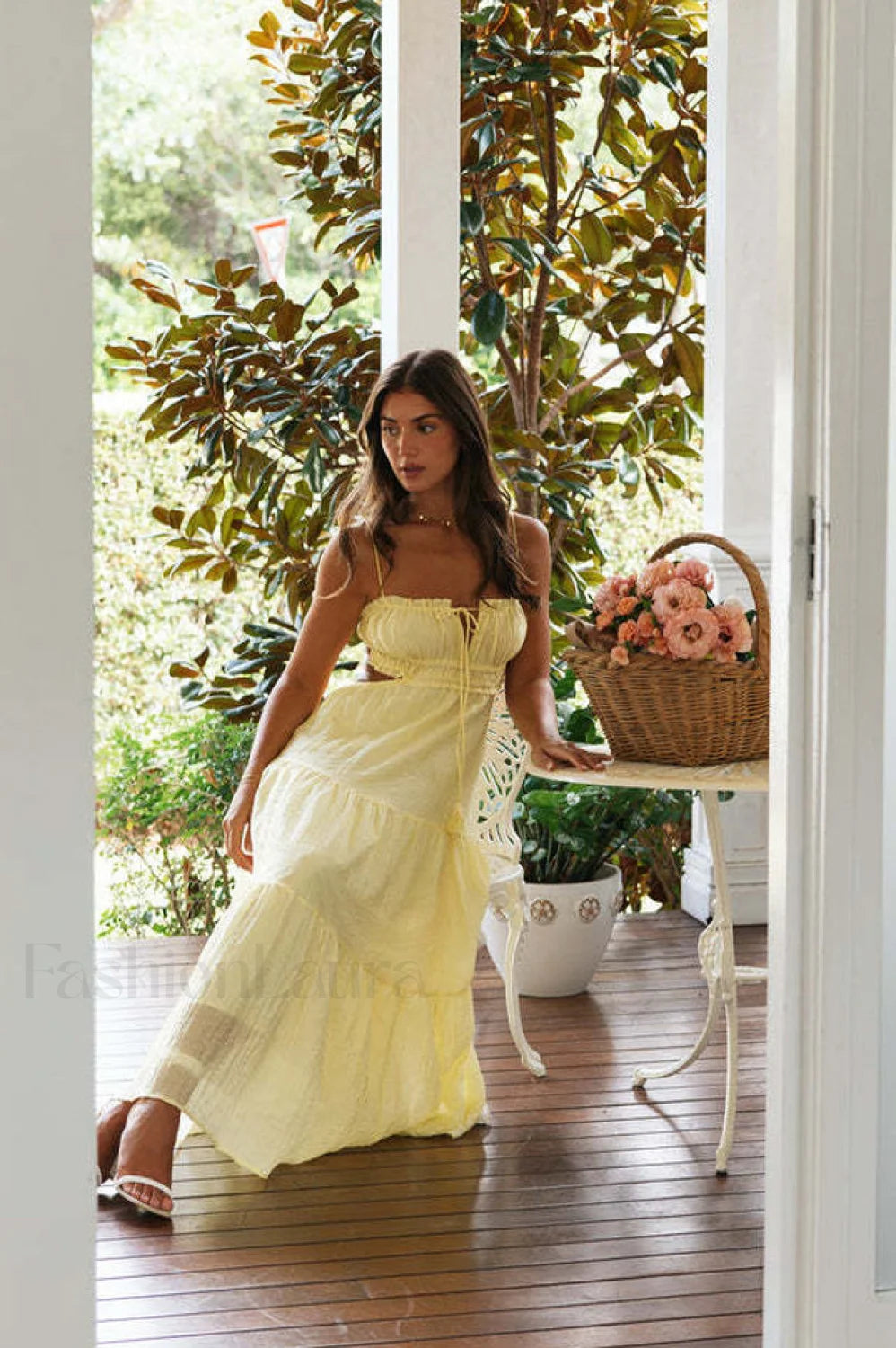 Ruched Tie Up Stylish Strappy Maxi Dress