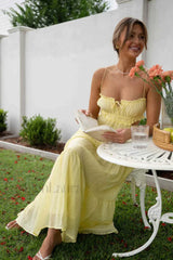 Ruched Tie Up Stylish Strappy Maxi Dress