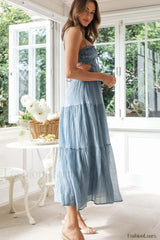 Ruched Tie Up Stylish Strappy Maxi Dress