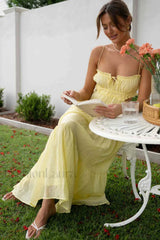 Ruched Tie Up Stylish Strappy Maxi Dress