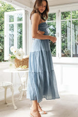 Ruched Tie Up Stylish Strappy Maxi Dress