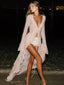 Ruffle Long Sleeve Lace Up Cover Up Pink / S