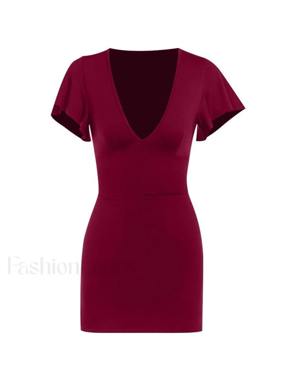 Ruffle Sleeve Bodycon Mini Dress Mini Dresses