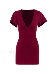 Ruffle Sleeve Bodycon Mini Dress Mini Dresses