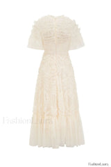 Ruffle Tiered Spotted Charming Tulle Maxi Dress