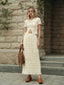 Ruffled Crop Top Skirt Set Beige / XS Skirt Sets