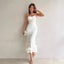 Ruffled Pencil Bodycon Midi Dress WHITE / S