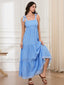 Ruffled Printed A Line Maxi Dress blue / S
