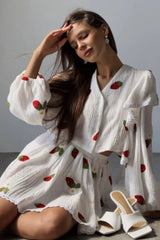 Ruffled Strawberry Stylish Print Skirt Set M / 1#