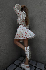 Ruffled Strawberry Stylish Print Skirt Set