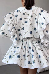 Ruffled Strawberry Stylish Print Skirt Set