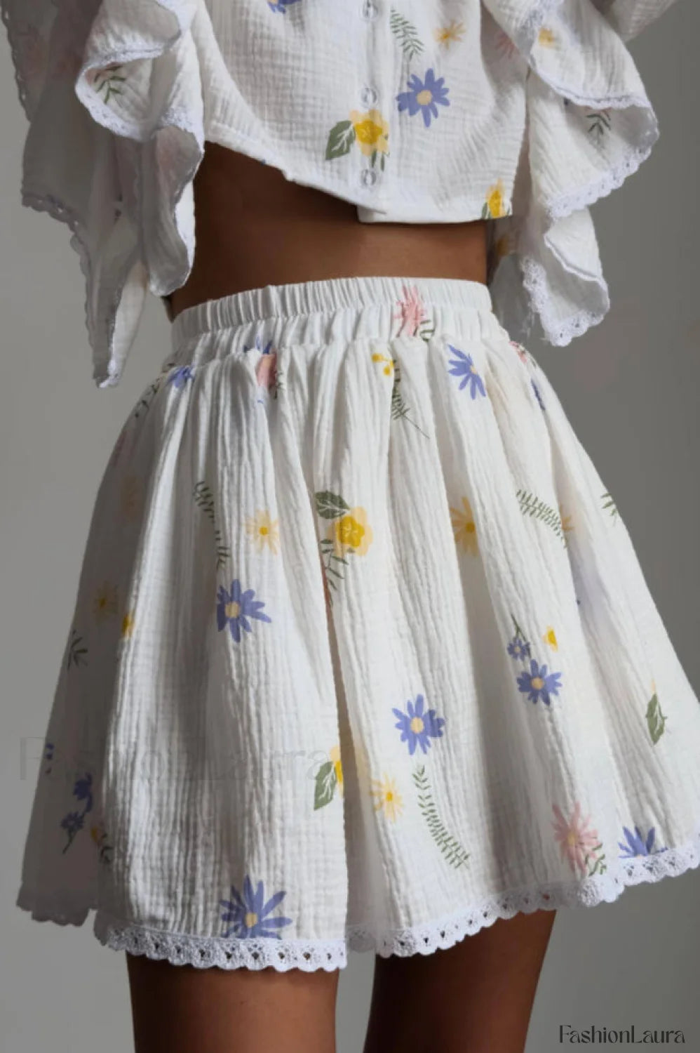 Ruffled Strawberry Stylish Print Skirt Set