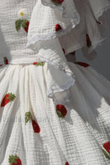 Ruffled Strawberry Stylish Print Skirt Set