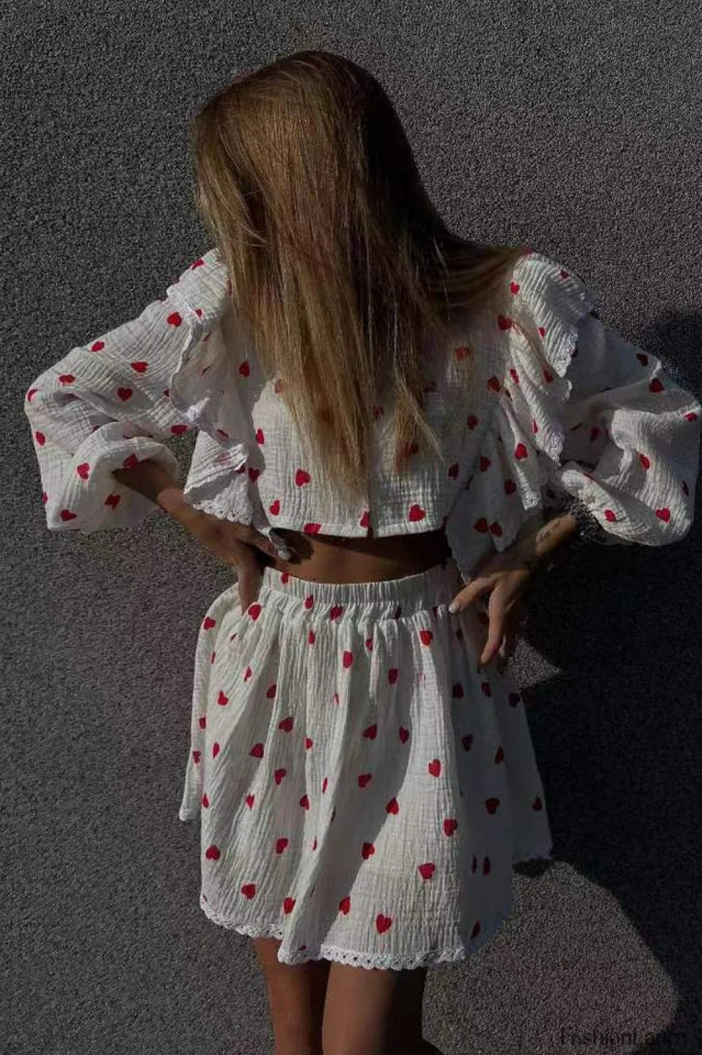Ruffled Strawberry Stylish Print Skirt Set