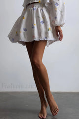 Ruffled Strawberry Stylish Print Skirt Set