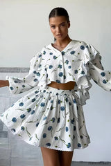 Ruffled Strawberry Stylish Print Skirt Set S / 4#