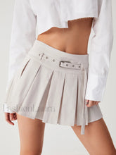 Runway Belted Graceful Pleat Mini Skirt Off White / S Skirts