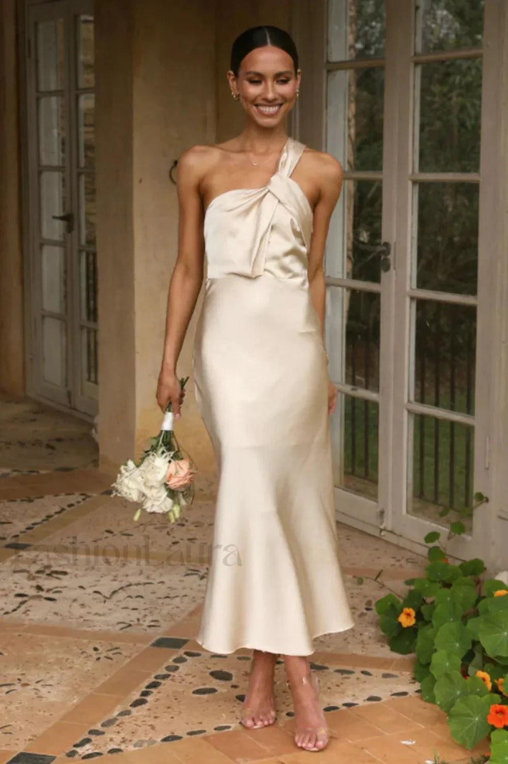 Sabine Elegant Midi Dress S / Champagne