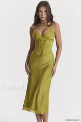 Salma Satin Stylish Slip Midi Dress