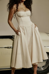 Samaria French Stylish Navy Corset Sundress