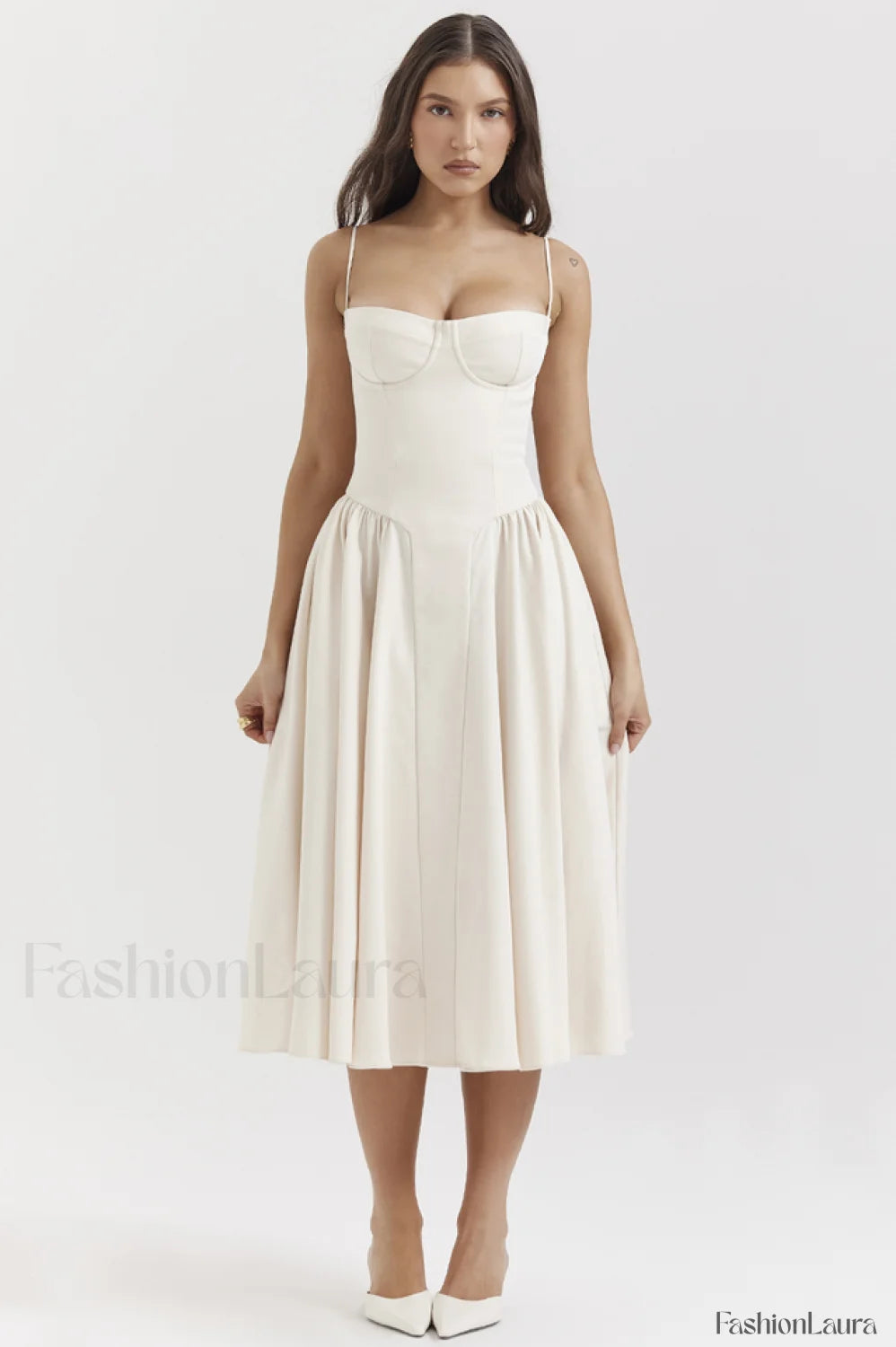 Samaria French Stylish Navy Corset Sundress S / Ivory