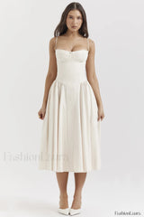 Samaria French Stylish Navy Corset Sundress S / Ivory