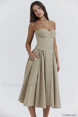 Samaria Taupe Stylish Corset Sun Dress