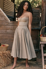 Samaria Taupe Stylish Corset Sun Dress