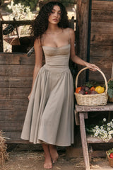 Samaria Taupe Stylish Corset Sun Dress