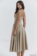 Samaria Taupe Stylish Corset Sun Dress
