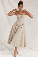 Samaria Taupe Stylish Corset Sun Dress