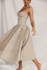 Samaria Taupe Stylish Corset Sun Dress