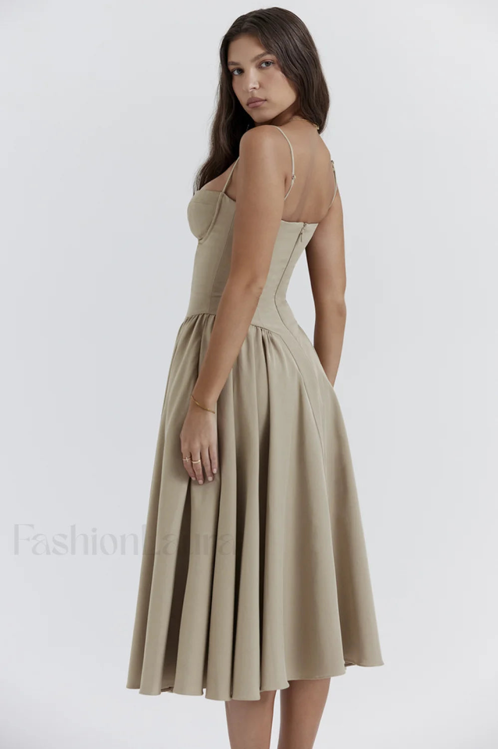 Samaria Taupe Stylish Corset Sun Dress