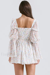 Sancia Printed Puff Charming Sleeve Mini Dress