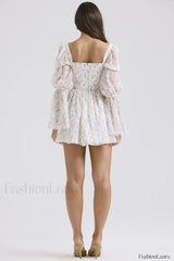Sancia Printed Puff Charming Sleeve Mini Dress