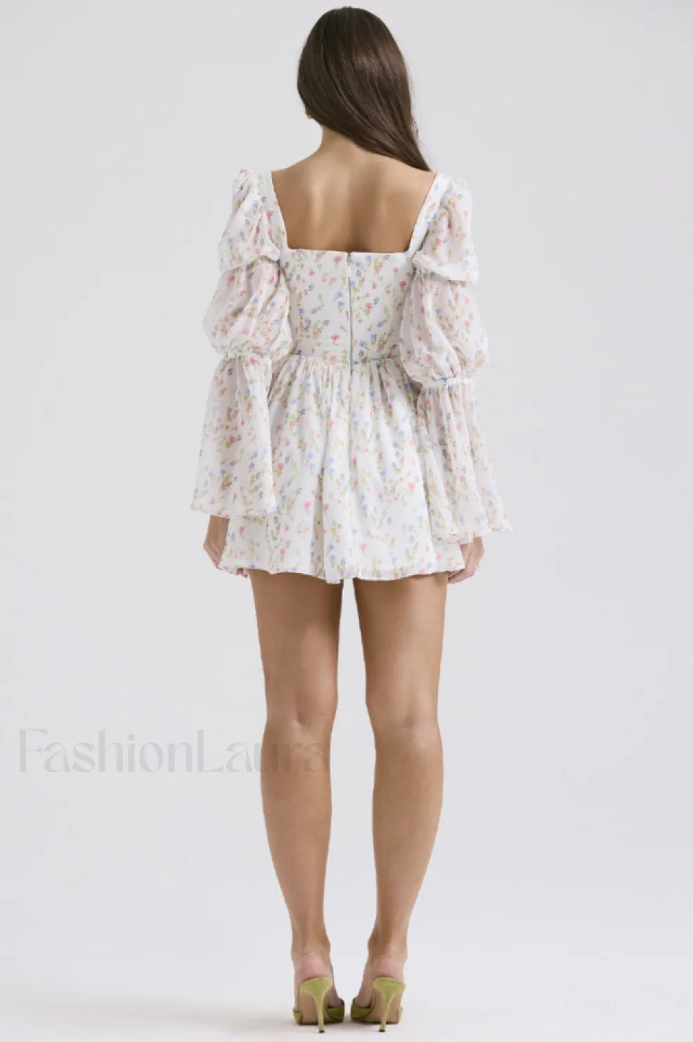 Sancia Printed Puff Charming Sleeve Mini Dress