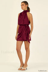 Santorini Satin Stylish Mini Dress
