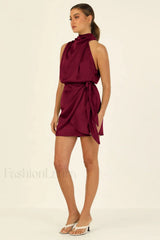 Santorini Satin Stylish Mini Dress