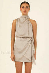 Santorini Satin Stylish Mini Dress