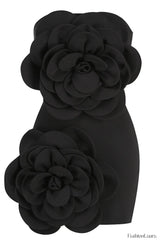 Sarrili 3D Floral Charming Corset Mini Dress XS / Black
