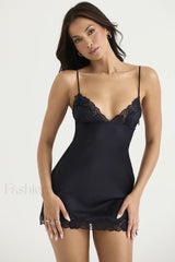 Satin Elegant Slip Dress XS / Black